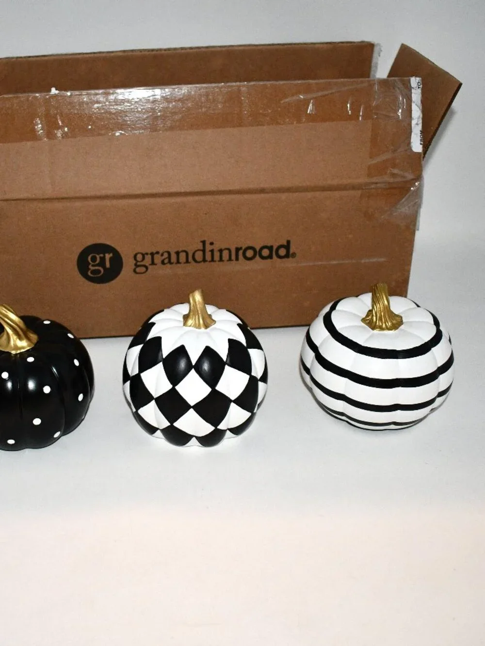 GrandinRoad WHITE MINI Designer Pumpkins, Set of 3 #168286WHI NIB